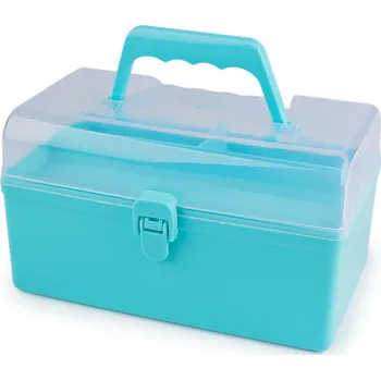 Úložný box Plastový box / kufřík, střední, 4 tyrkys sv.