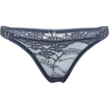 Body Secret Loves krajková tanga s kamínky XL šedá