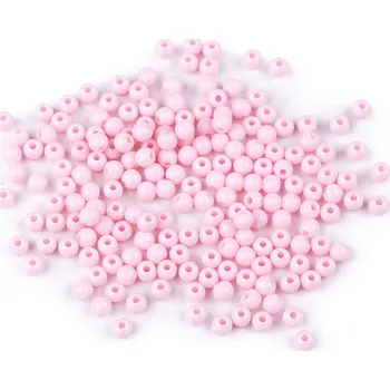 Dětské navlékací korálky Plastové korálky Color Ø4 mm, velké, 2 růžová sv.
