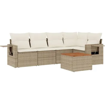 Zahradní pohovka 6dílná zahradní sedací souprava s poduškami béžová polyratan Béžová3224553