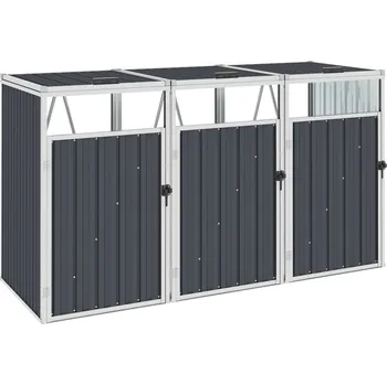 Popelnice vidaXL Trojitý přístřešek na popelnice antracitový 213x81x121 cm ocel