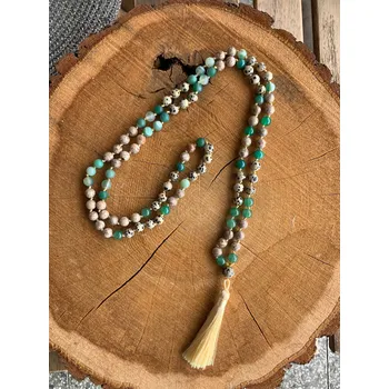 Náhrdelník RV studio Louny s.r.o. Korálky Mala ze vzácných kamenů - Achát, Jaspis a Avanturín