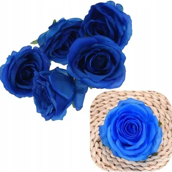 umělá květina RŮŽOVÝ KVĚT UMĚLÉ KVĚTY PRO DEKORAČNÍ KOMPOZICE 5 KS MODRÉ