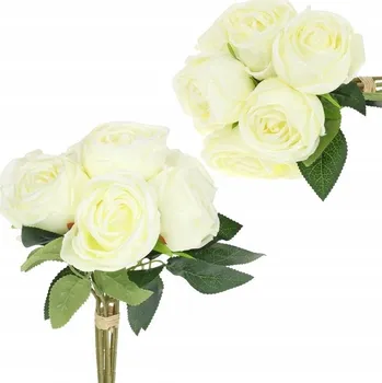 umělá květina UMĚLÉ KVĚTY RŮŽE 7 KUSŮ HOTOVÁ KYTICE RŮŽÍ KOMPOZICE DO VÁZY BÍLÁ