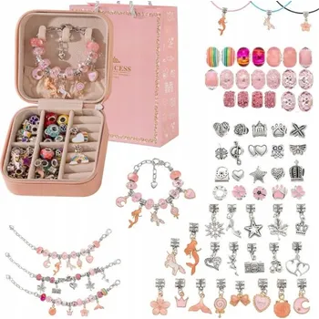 dětská sada na výrobu šperků Sada na výrobu náramků a šperků, korálky, přívěsky a ozdoby - Dárek