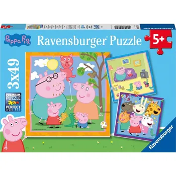 Puzzle Prasiatko Peppa 3x49 dielikov