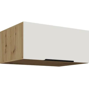 Kuchyňská skříňka Hluboká digestořová skříňka LUNARA - šířka 80 cm, bílá / dub artisan