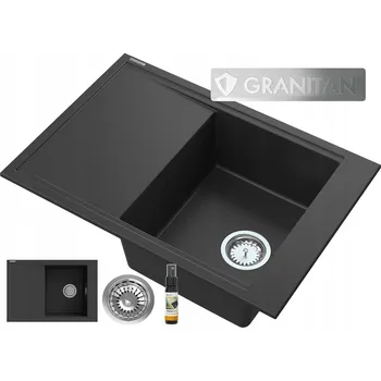 Granitový dřez Jednokomorový granitový dřez Granitan Lepe, černá barva