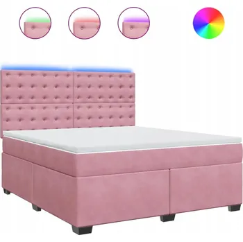 Postel Kontinentální postel 200x180 cm růžová s LED, matrace a topper
