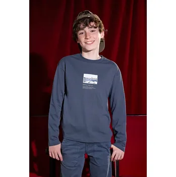 Oblečení a móda Dětské bavlněné tričko s dlouhým rukávem Mayoral 7011.7D.Junior.9BYA modrá 95X, vel. 166