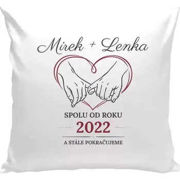 Polštář Polštář bílý 40x40 cm Spolu od roku a stále pokračujeme