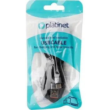 Datový kabel Platinet Nabíjecí Kabel USB-A - USB-C 2,1A, 18W, 2m, černý oplet PSCCA220