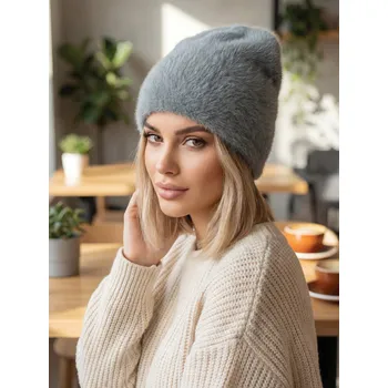 Čepice Dámská alpaková čepice v šedé barvě, VELIKOST UNI