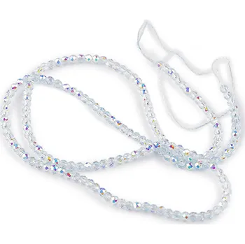 Korálek Skleněné korálky broušené ohňovky 2 mm s AB efektem, na šňůrce Varianta: 7 modrá ledová AB, Balení: 1 sáček