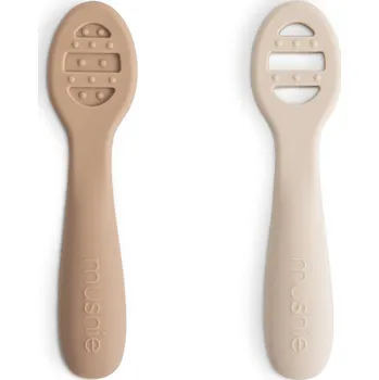 Příbor Mushie První lžičky na příkrmy 2ks Natural/ Shifting Sand