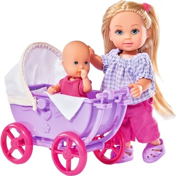 Panenka Bábika Evička doll walk, s kočiarikom, 2druhy