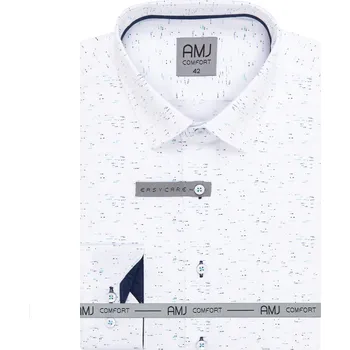 Pánská košile Pánská košile AMJ bavlněná, bílá modře žíhaná, VDSBR1314, dlouhý rukáv slim fit, vel. 41
