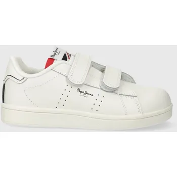 Dívčí tenisky Dětské kožené sneakers boty Pepe Jeans PLAYER BASIC BK PBS00002 bílá 00X, EUR 28