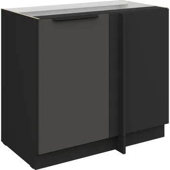 Kuchyňská skříňka Prodloužená rohová skříňka LUNARA - šířka 90 cm, grafit / černá