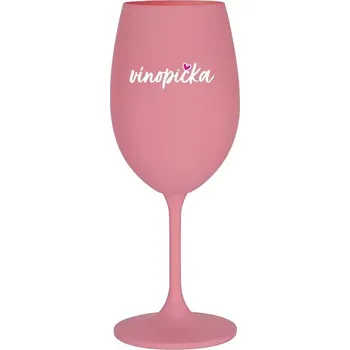 Sklenice VÍNOPIČKA - růžová sklenice na víno 350 ml (bílý text) uni