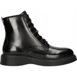 Pánské černé kožené kotníkové boty se zvýšeným leskem vel. 41