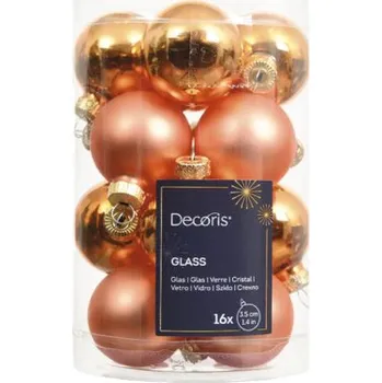 Vánoční dekorace Vánoční ozdoby skleněné koule Ø 3,5 cm oranžové 16 ks