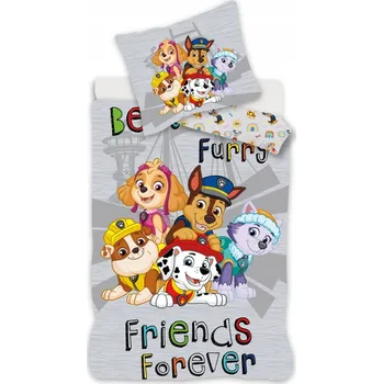 Povlečení Povlak na přikrývku Paw Patrol Grey 140×200 cm, 70×90 cm mikrovlákno