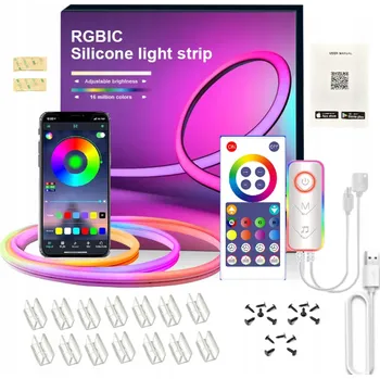LED páska LED pásek 3m Neon RGBIC Duhový efekt Bluetooth aplikace Dálkový Ovladač Časovač USB