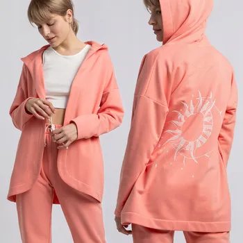 Dámská mikina VÝPRODEJ DÁMSKÁ MÓDNÍ MIKINA S KAPUCÍ POHODLNÁ OVERSIZE ORANŽOVÁ 38 M