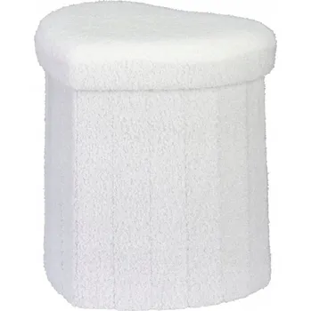 Taburet TABURET SRDCE PLYŠ BÍLÉ ČALOUNĚNÍ MDF 34 X 28 X 35 CM