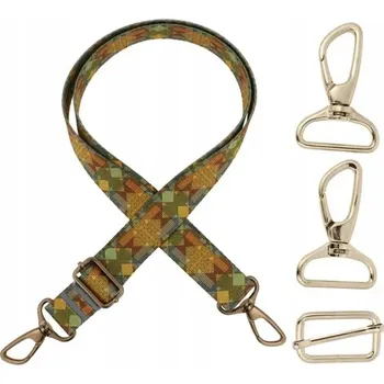 Opasek Pásek na tašku 3 cm x 140 cm GEOMETRICKÝ TMAVÝ ZEPNIJ pásek přes rameno Nikl