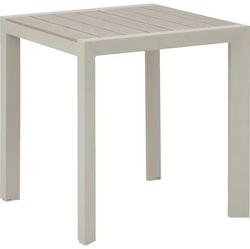 Zahradní stůl Hliníkový stolek VANCOUVER 70x70 cm (ivory/efekt dřeva)