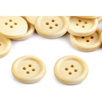 Knoflík Dřevěný knoflík čtyřdírkový velikost 32", malé, 1 přírodní sv.