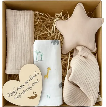 Dárková krabička Dárkový box na Baby Shower: 2x Plenky, Mazlíček - béžový, boho