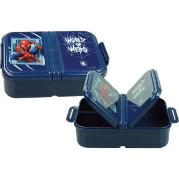 Svačinový box SVAČINOVÝ BOX s přihrádkami, tříkomorový obědový box Spiderman