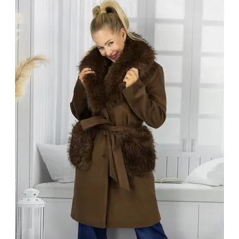 Dámský kabát Agrafka dámský kabát hnědý klasický bez kapuce velikost M