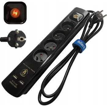 Napájecí kabel ZÁSUVKOVÁ LIŠTA HILARK 4 zásuvky 1,5M USB