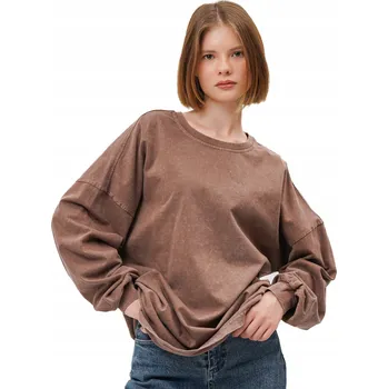 Dámské tričko Dámské tričko s dlouhým rukávem Bavlna 100% Oversize Vintage Wash Béžová Velikost 50/52