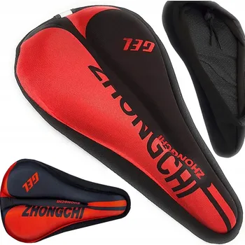 Sedlo na kolo Gelový potah na sedlo MTB, červeno-černý, 29x18 cm