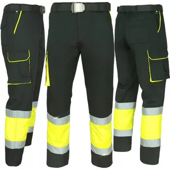 Pracovní obuv Pracovní kalhoty Specto dlouhé černé s reflexními prvky BOZP velikost 3XL
