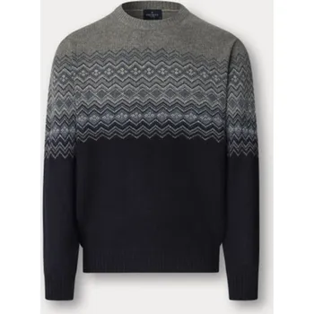 Pánský svetr SVETR HACKETT LONDON FAIRISLE CREW MIDNIGHT BLUE