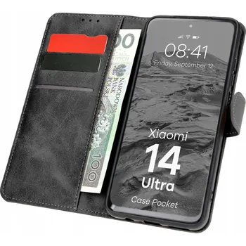 Pouzdro na mobilní telefon Flipové pouzdro Bizon pro Xiaomi 14 Ultra, černé