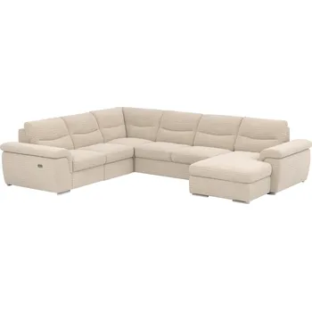 Sedací souprava Rozkládací sedací souprava s elektrickou funkcí výsuvu, béžová, levá, HELLA ROH U