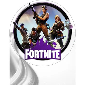 Jedlá dekorace na dort "Fortnite 4" 20 cm (Fondánový list NEVYŘEZÁNO)