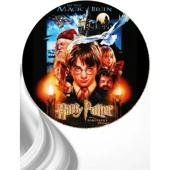 Jedlá dekorace na dort "Harry Potter 1" 20 cm (Fondánový list NEVYŘEZÁNO)