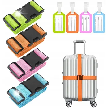 4x POPRUH NA KUFR ZAJIŠŤUJÍCÍ BAGAŽ + SADY BAREVNÝCH ŠTÍTKŮ