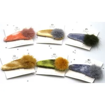 Sponka do vlasů s kožešinovým Pomponem Vysoká