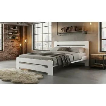 Postel Dvojlůžko dřevěné FURNIFY 120x200 bílé - borovice