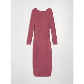 Dámské šaty Sinsay - Midi šaty s řasením a rozparkem - růžová - 114GY-38X - 114GY-38X-XXL