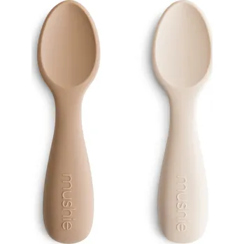 Příbor Mushie Startovací lžičky pro batolata 2ks Natural/Shifting Sand